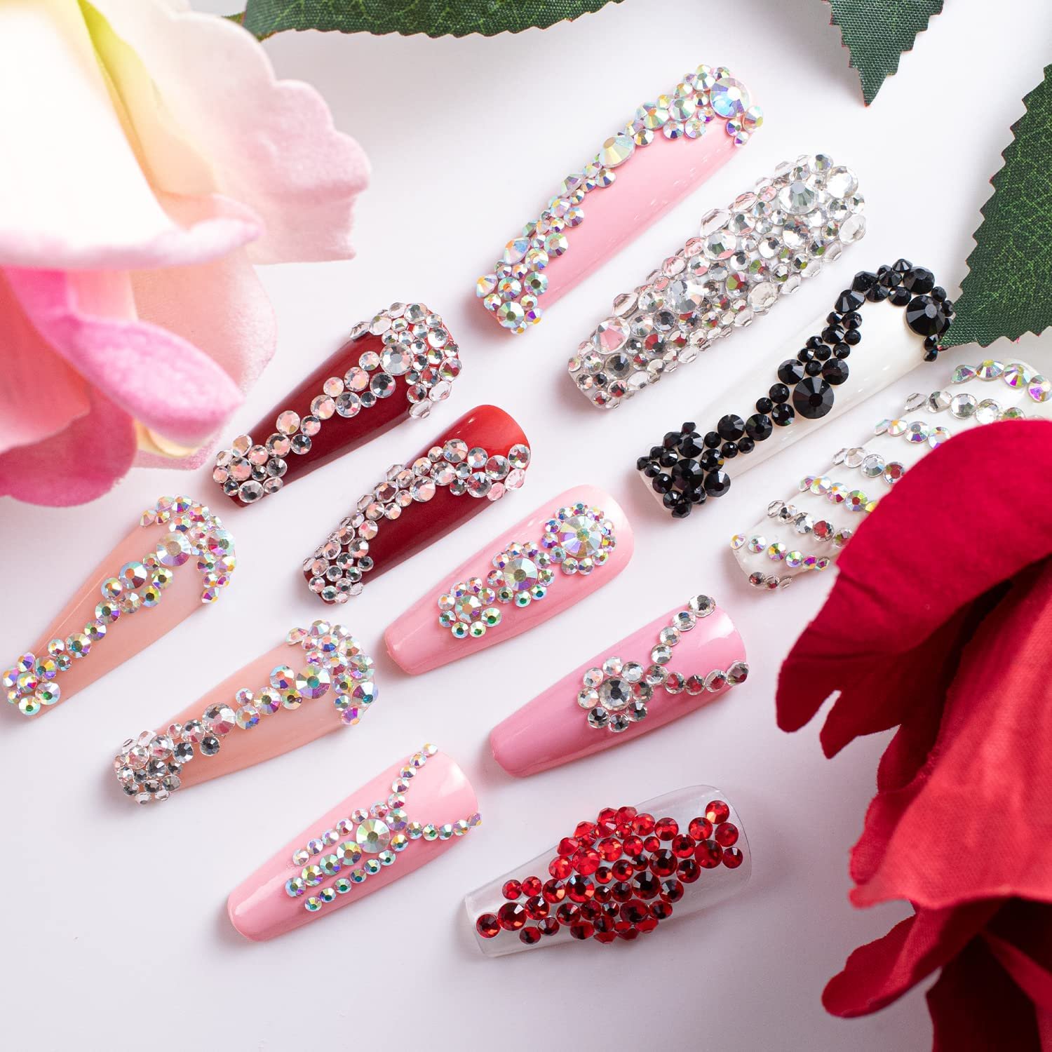 Хрустальные Стразы для Ногтей, Микс 12 Цветов (3 мм) и Прозрачные Стразы (2/3/4 мм), фото №4