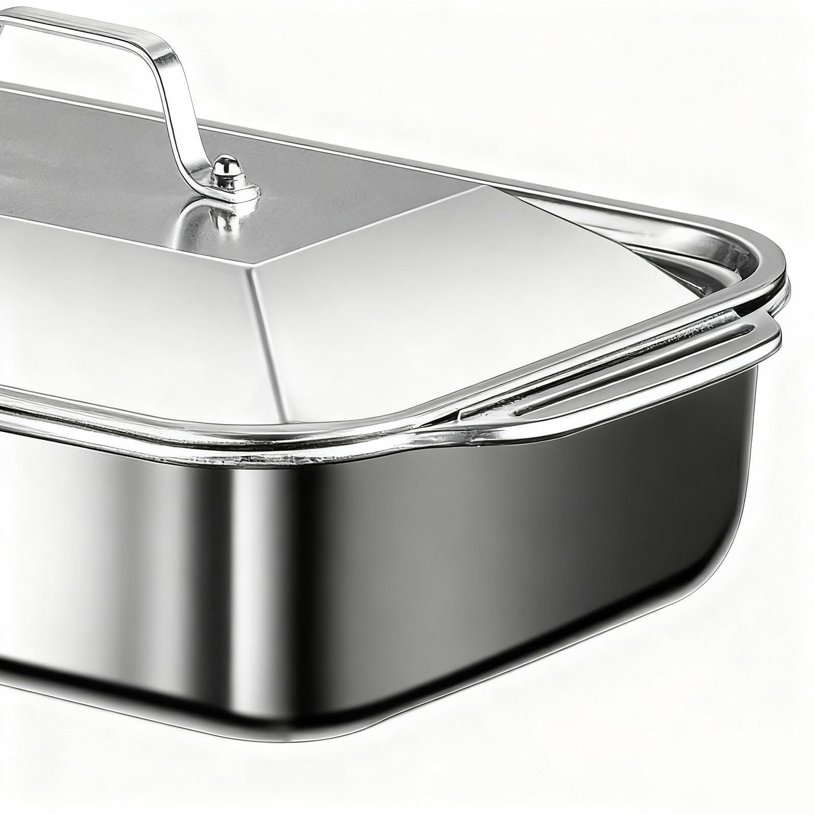 Форма для выпечки из нержавеющей стали с крышкой и ручками для лазаньи и пиццы, фото №9 Форма для выпечки из нержавеющей стали с крышкой и ручками для лазаньи и пиццы, фото №9