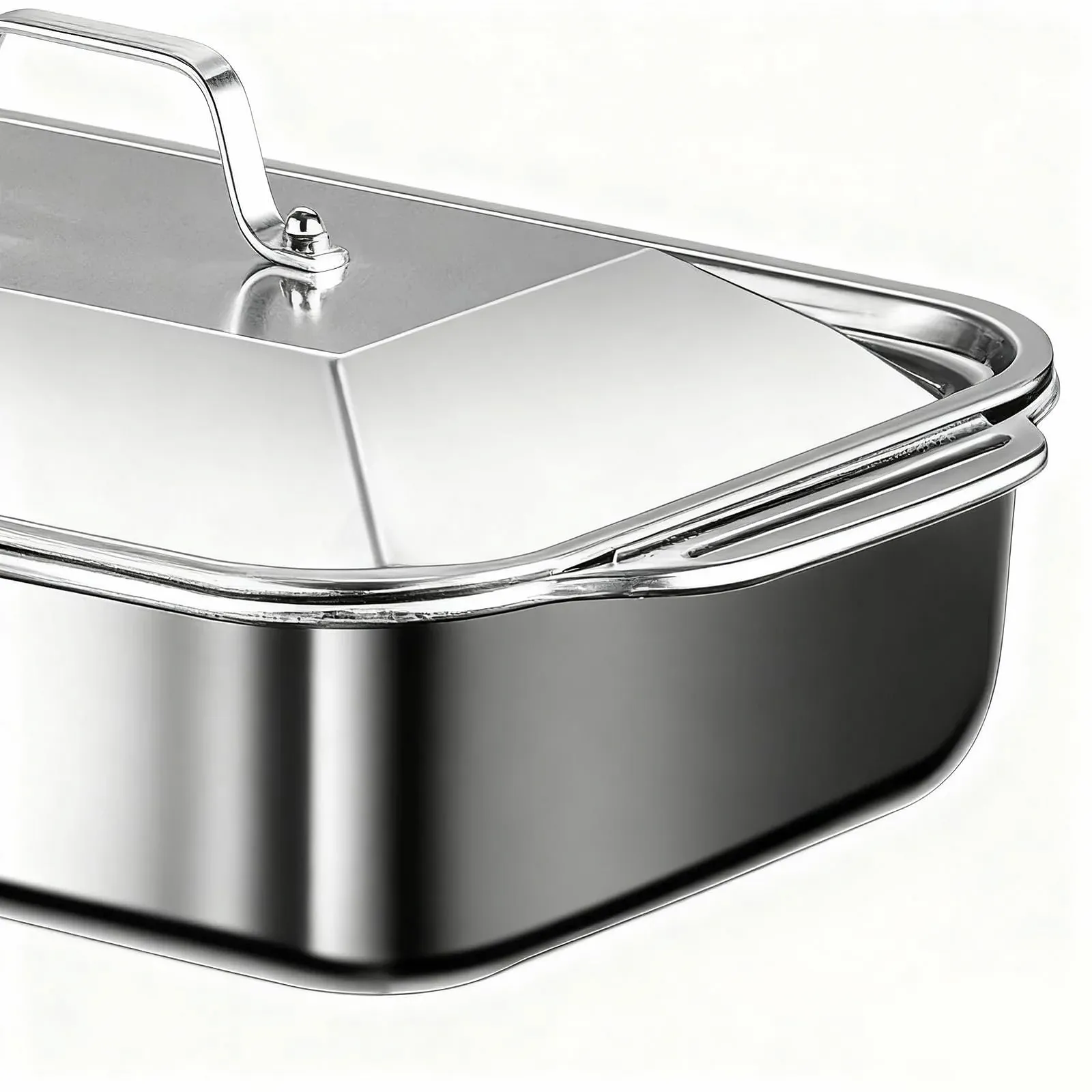 Форма для выпечки из нержавеющей стали с крышкой и ручками для лазаньи и пиццы, фото №9