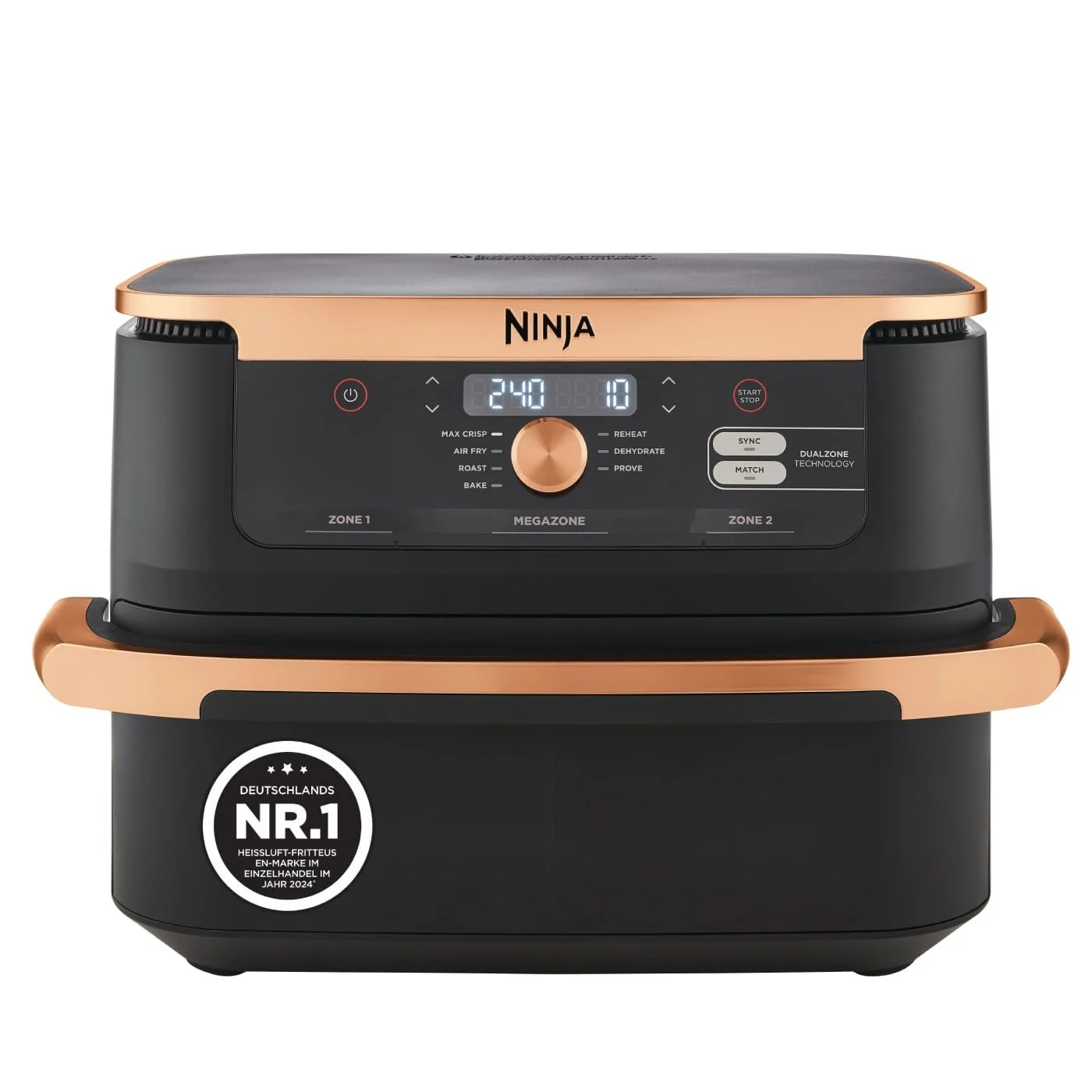 Мультипіч Ninja Foodi FlexDrawer AF500EUCP Dual Zone 10.4 л 7-в-1 Чорна та мідна, фото №1 Мультипіч Ninja Foodi FlexDrawer AF500EUCP Dual Zone 10.4 л 7-в-1 Чорна та мідна, фото №1