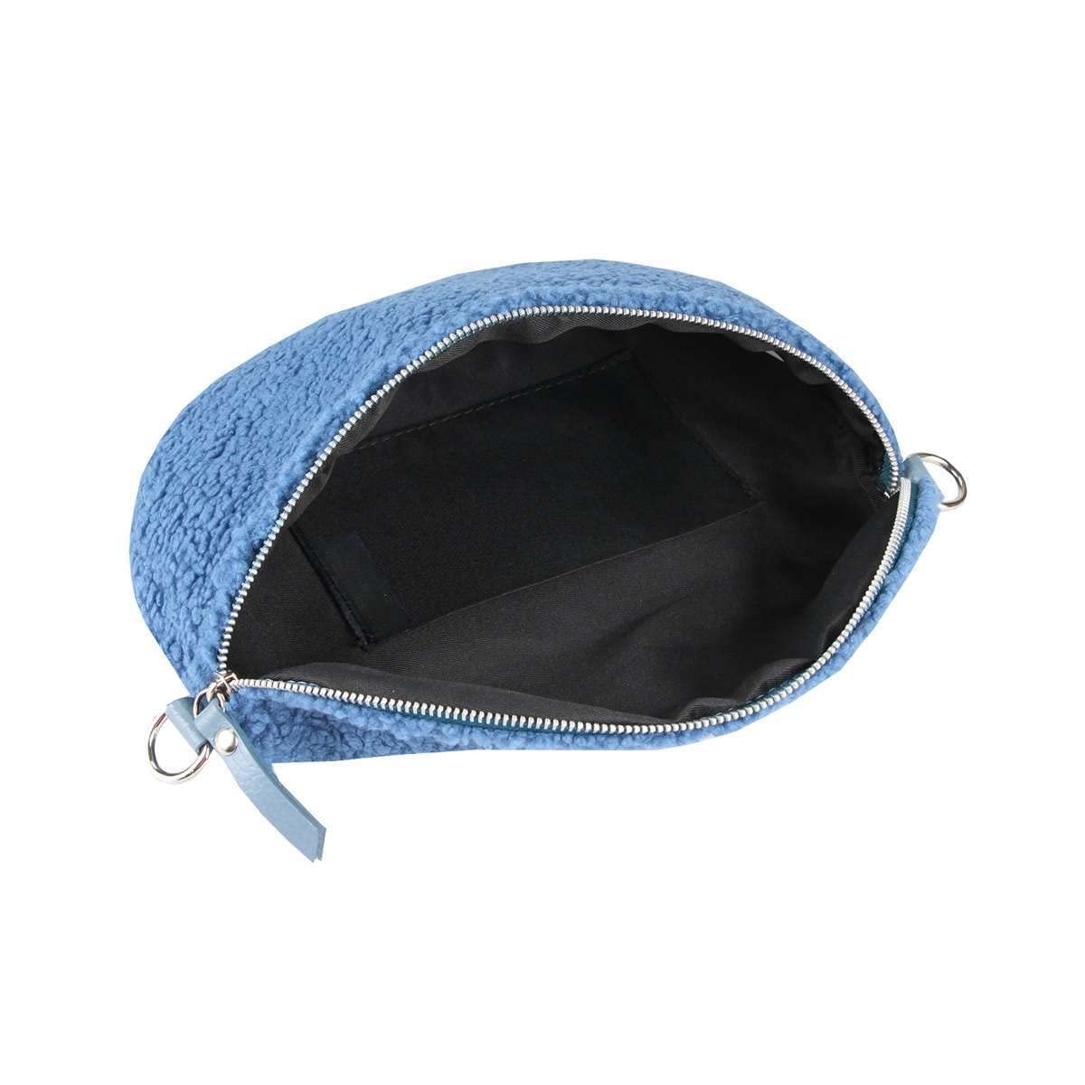Сумка на пояс кожаная женская Made in Italy Teddy Fur Denim blue, 30x20x7 см, фото №3