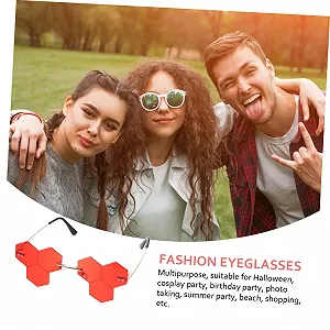 Сонцезахисні окуляри PACKOVE Без оправи Серцеподібні Для вечірок Жіночі та чоловічі Модні круглі synthetic.ua - Фото 1