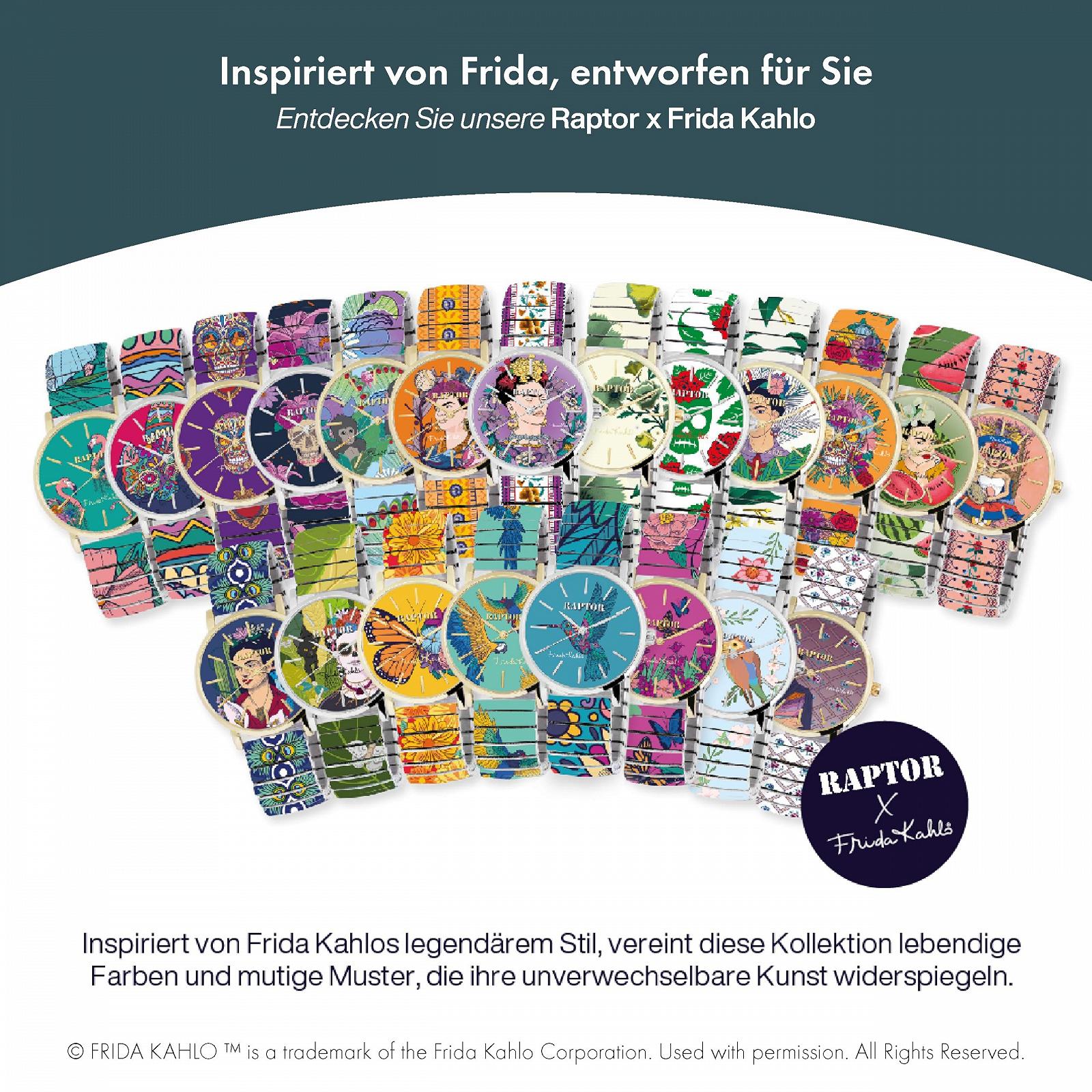 Часы Raptor Женские Frida Kahlo Edition с браслетом, высококачественные часы из нержавеющей стали, фото №6