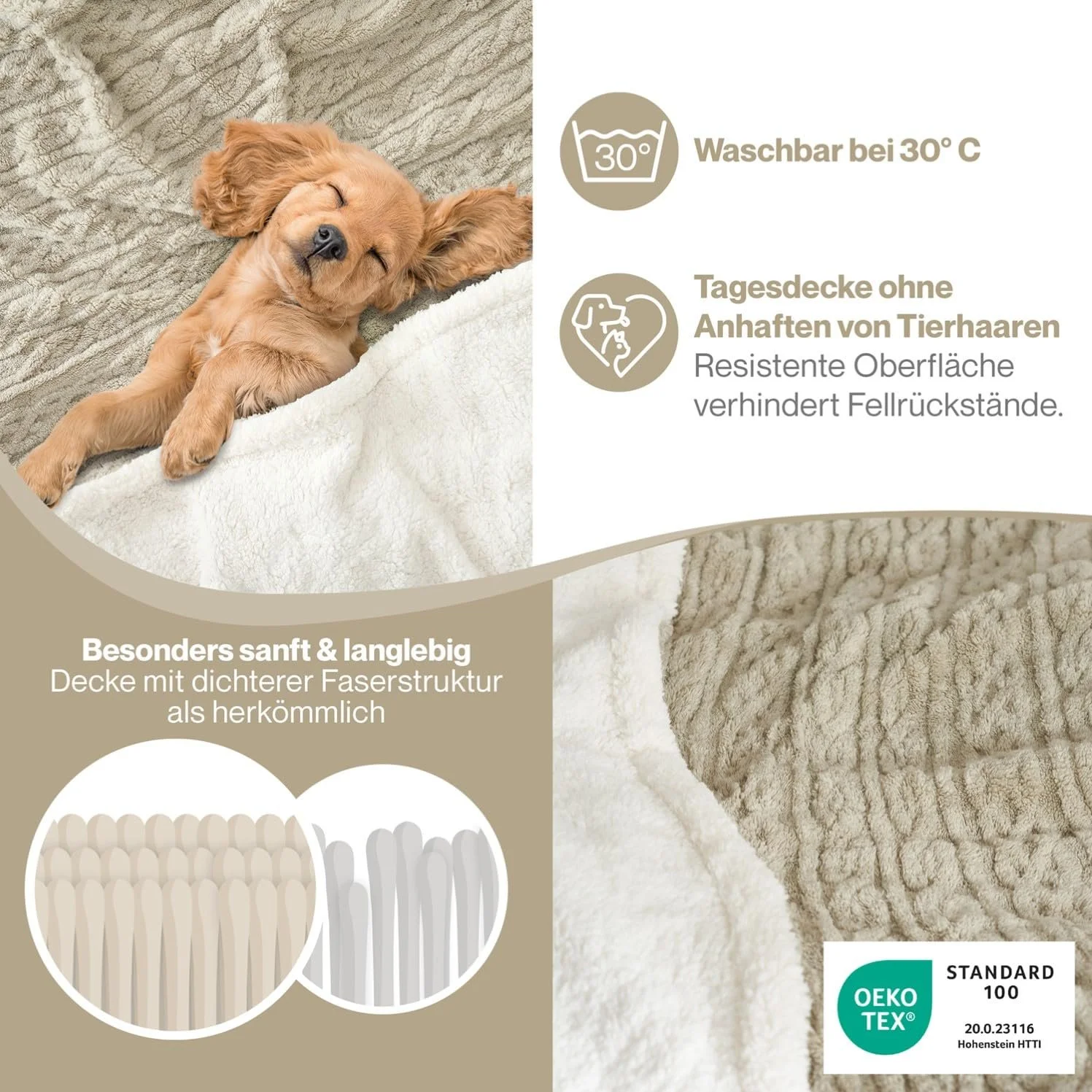 Плед Blumtal Вязаный 150 x 200 см Микрофибра Шерпа Бежевый, фото №2