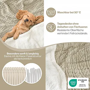 Плед Blumtal Вязаный 150 x 200 см Микрофибра Шерпа Бежевый synthetic.ua - Фото 1