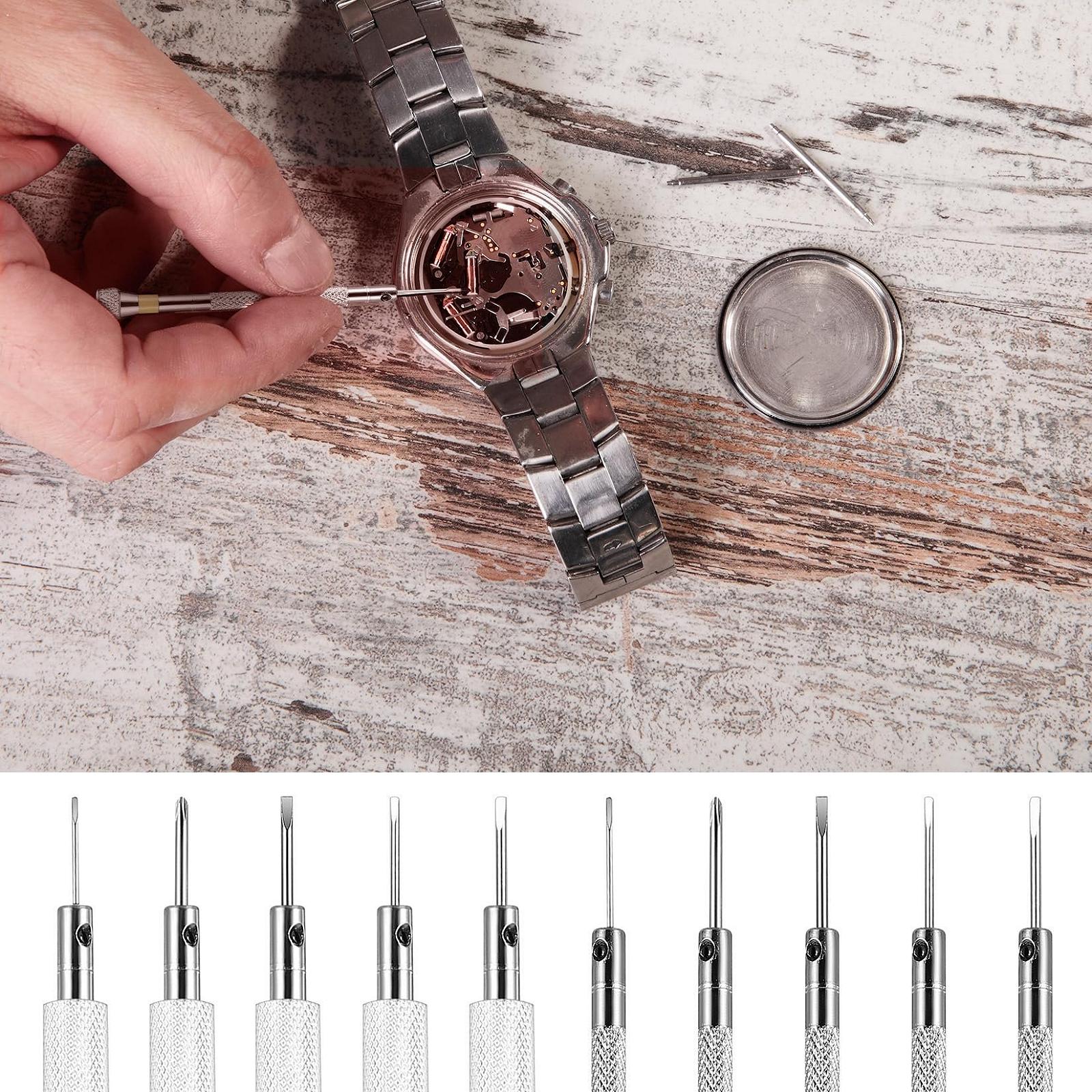 Набір викруток Watchmaker Precision 10 шт. для ремонту годинників окулярів з розмагнічувачем і молотком, фото №5 Набір викруток Watchmaker Precision 10 шт. для ремонту годинників окулярів з розмагнічувачем і молотком, фото №5