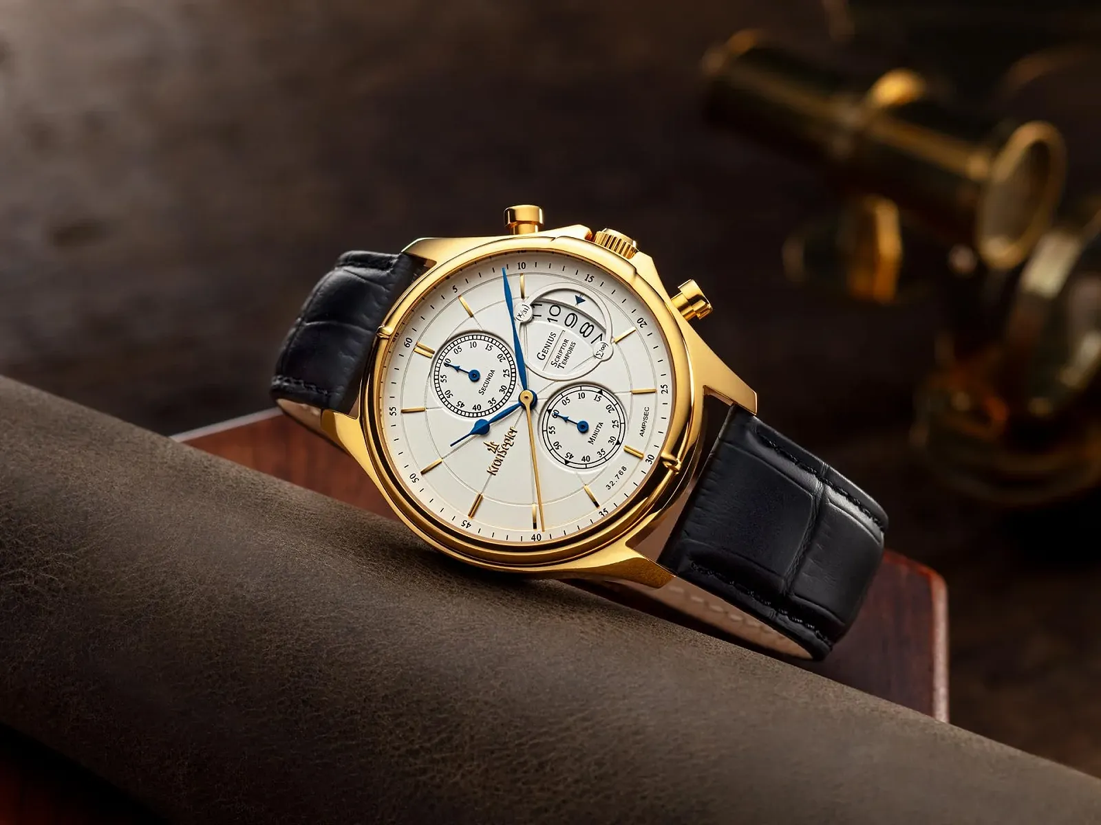 Мужские часы-хронограф Kronsegler Genius Scriptor Temporis Позолоченные Белые, фото №2 Мужские часы-хронограф Kronsegler Genius Scriptor Temporis Позолоченные Белые, фото №2