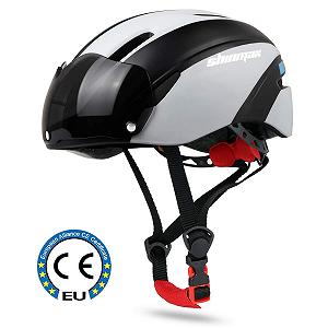 Шолом велосипедний Shinmax, CE-Certified, зі знімними захисними окулярами / щитком, регульований захист synthetic.ua - Фото 1