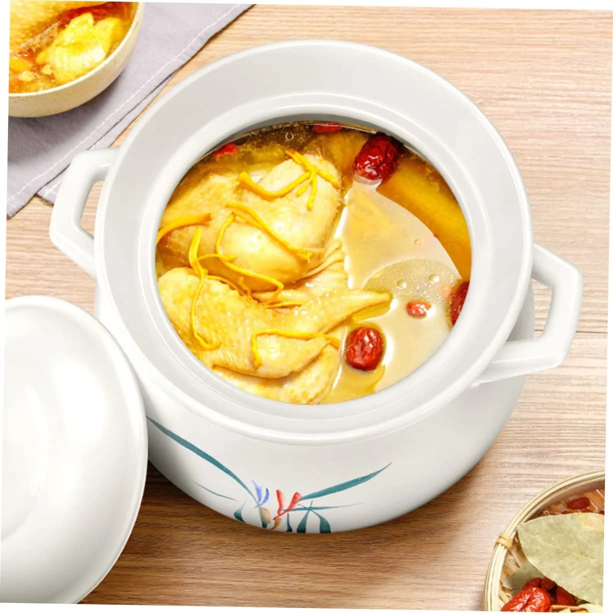 Кастрюля TIDTALEO керамическая круглая с крышкой термостойкая большая, фото №4