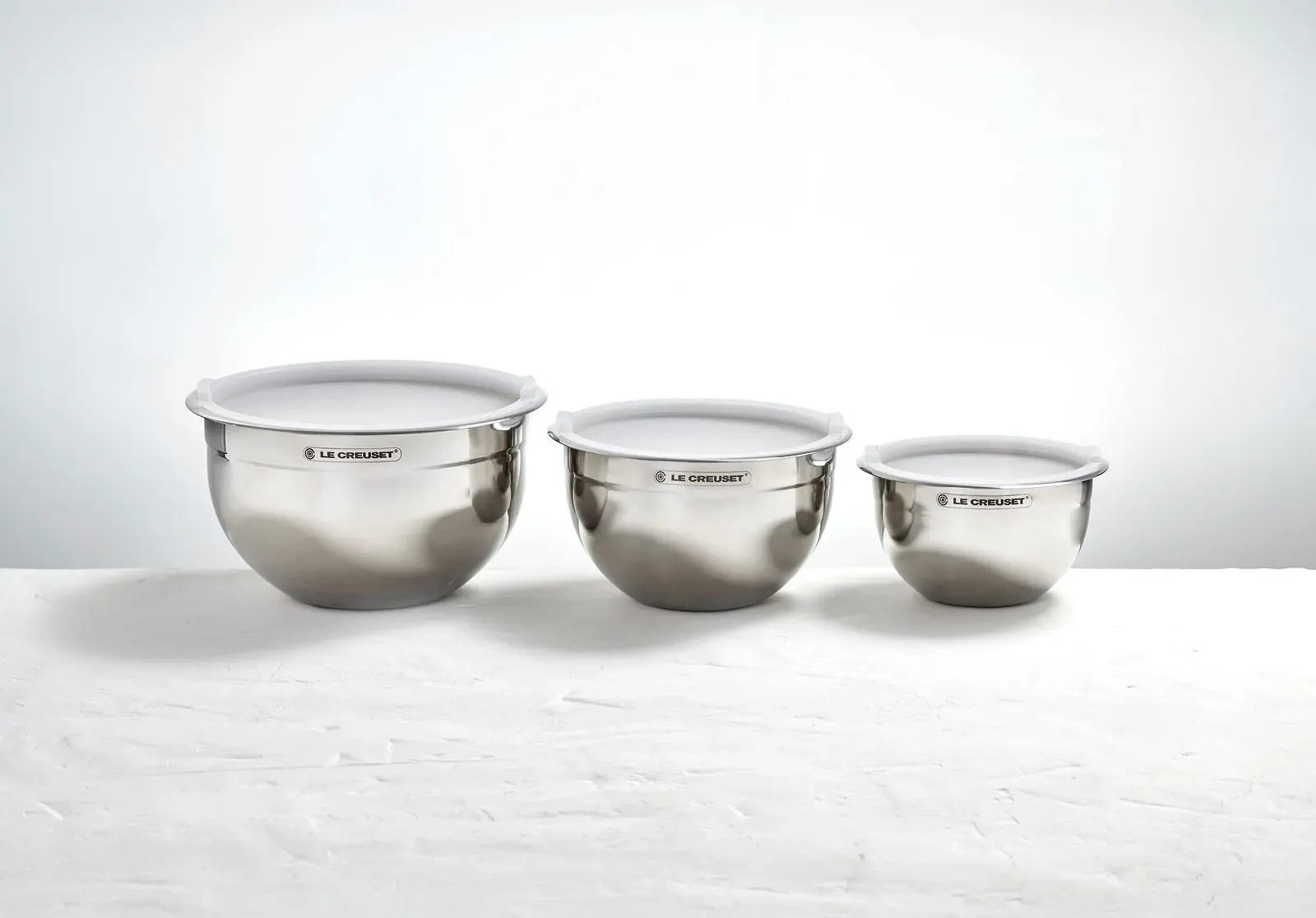Набір чаш для змішування LE CREUSET 41901000010000 3 штуки з нержавіючої сталі з кришкою, фото №6