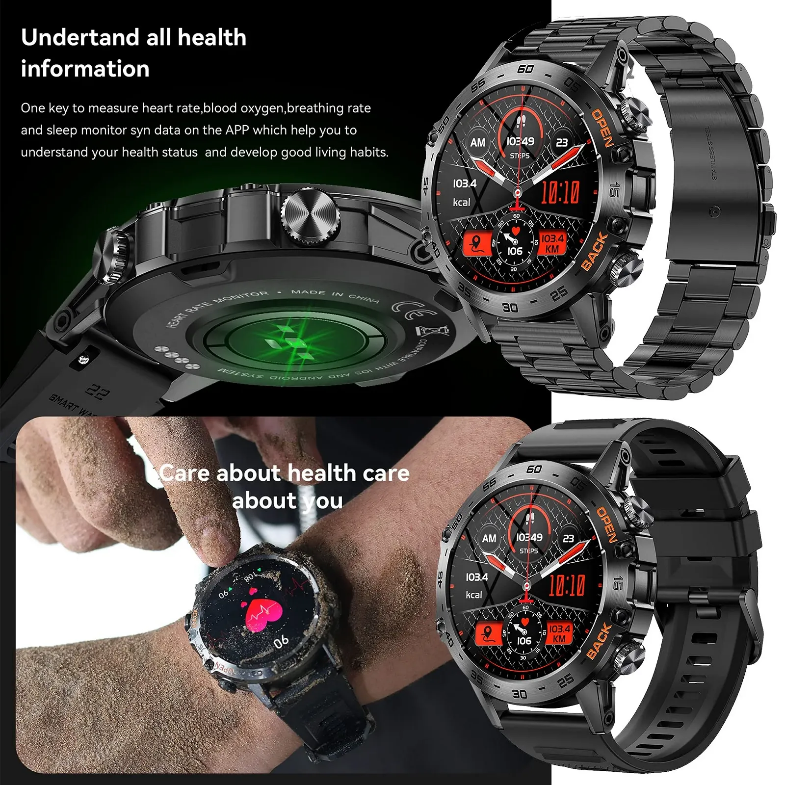 Чоловічий смарт-годинник MYSHUN з функцією телефону, сенсорний екран 1,39 дюйма, водонепроникність 5 ATM, фото №5 Чоловічий смарт-годинник MYSHUN з функцією телефону, сенсорний екран 1,39 дюйма, водонепроникність 5 ATM, фото №5