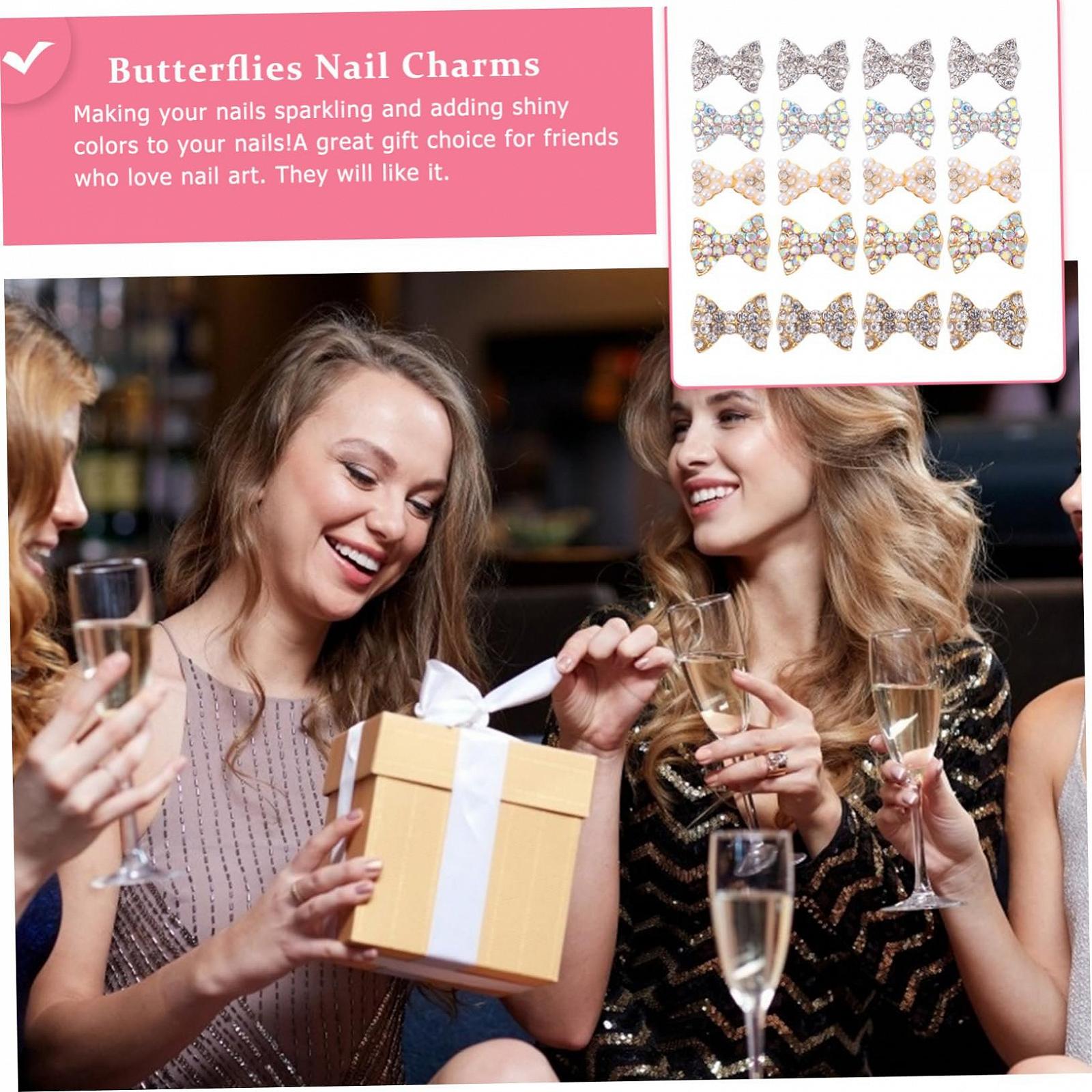 Украшения для ногтей Healeved 3D Бабочки 50 шт Золотистые, фото №8