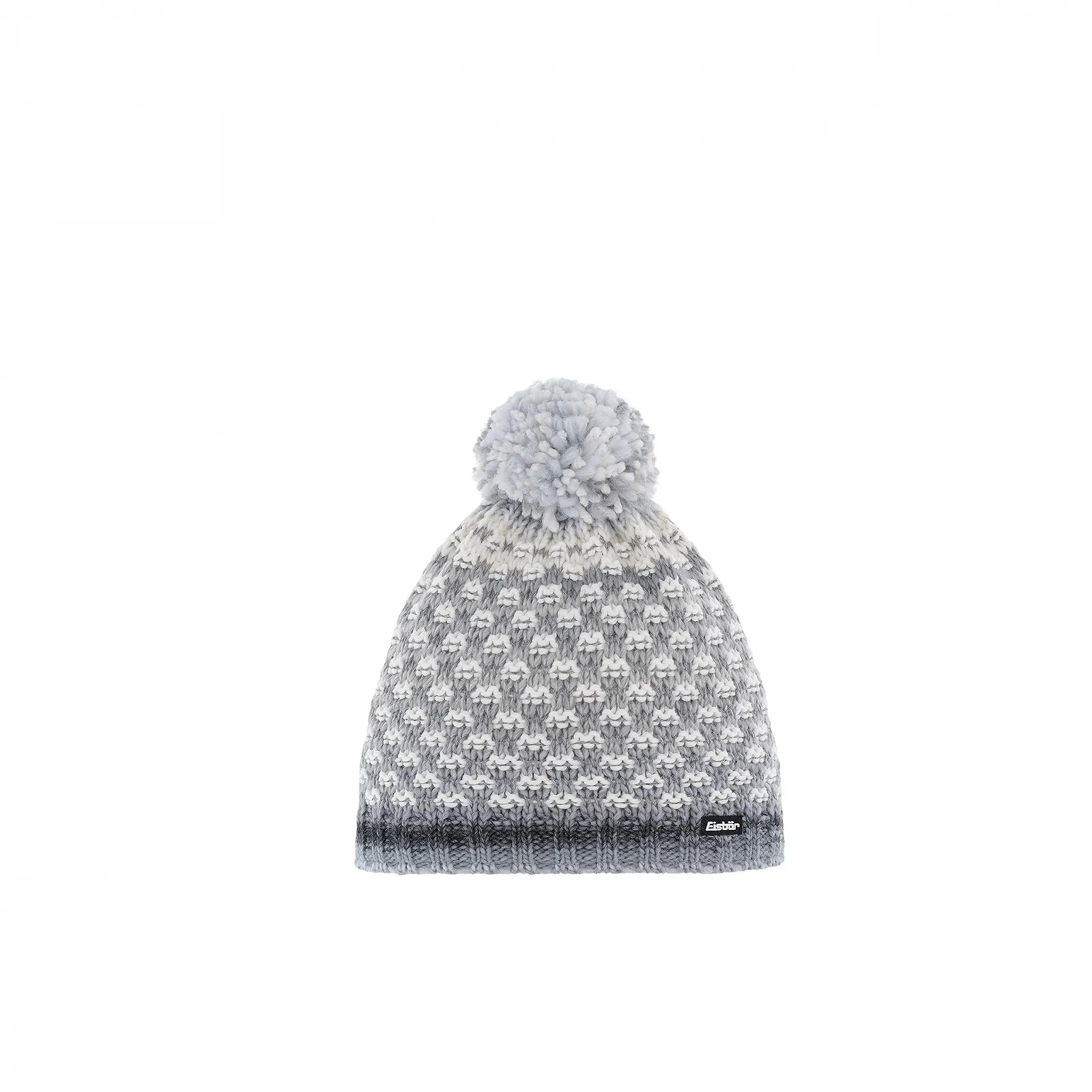 Шапка с помпоном Eisbär Stravo Kids Молочно-серо-белая, фото №1 Шапка с помпоном Eisbär Stravo Kids Молочно-серо-белая, фото №1