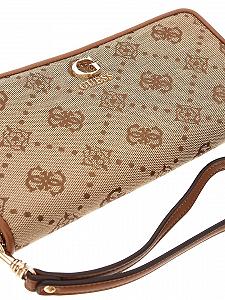 Гаманець GUESS Neda SLG Large Zip Around Latte Logo synthetic.ua - Фото 1