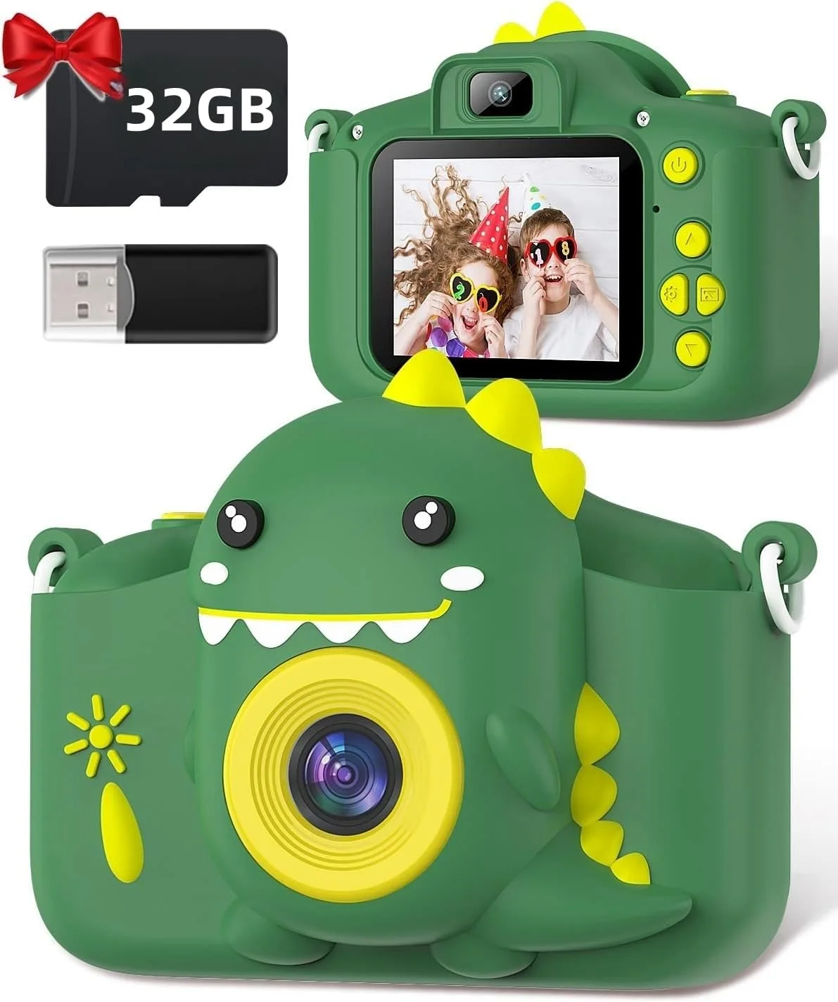 Детская камера Gofunly Dinosaur 1080P 20MP 2.0 дюйма 32GB Зеленая, фото №1