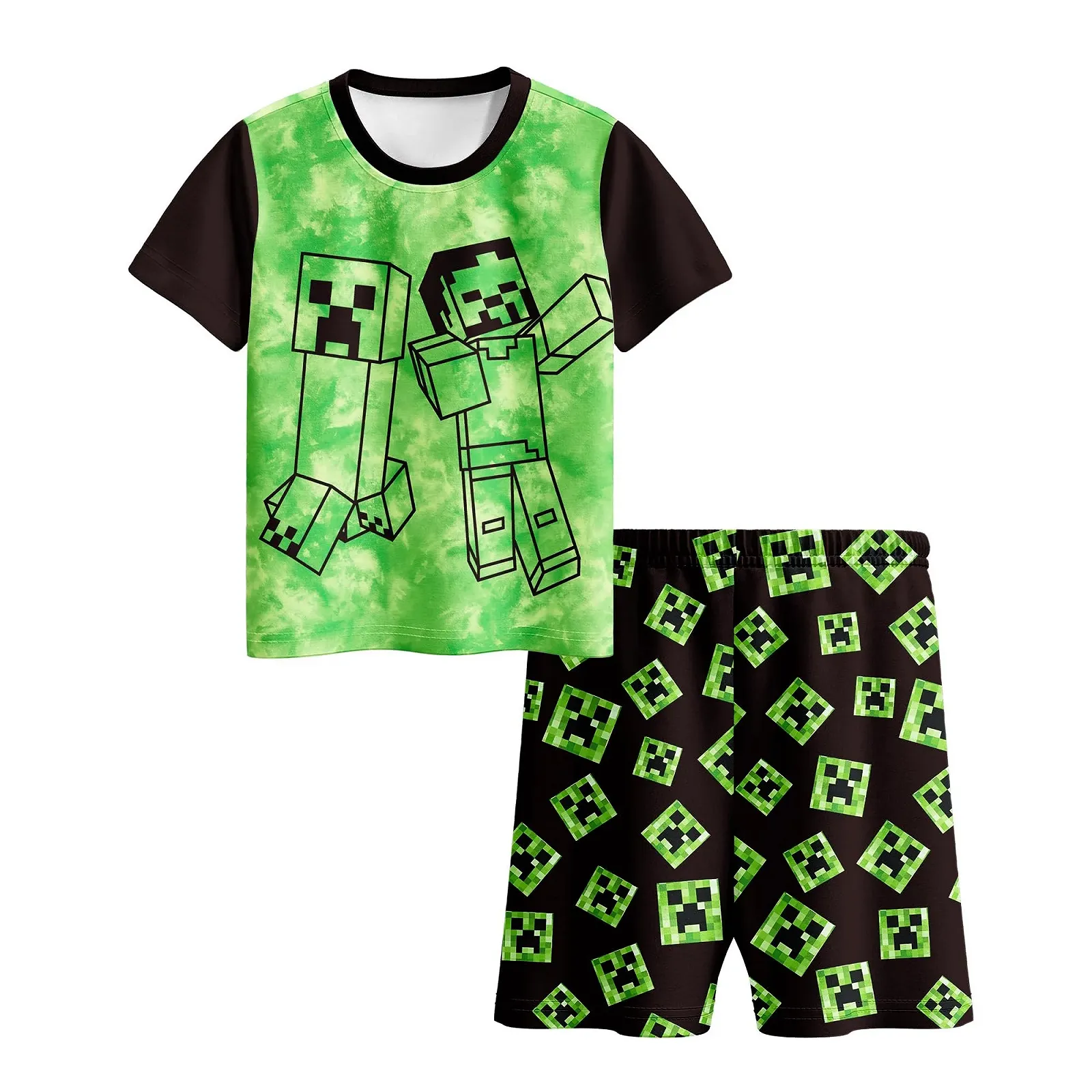 Піжама для хлопчиків Pitevotur, ігрова, з короткими рукавами, Enderman, фото №1