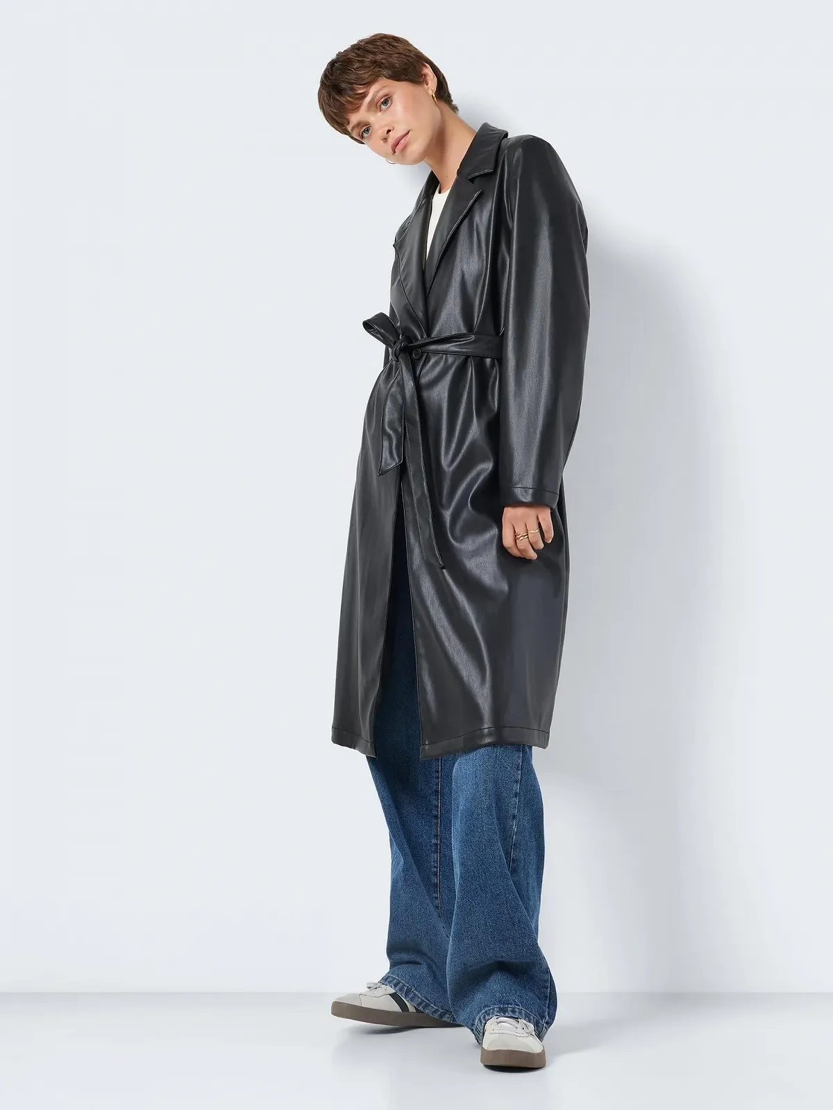 Пальто Noisy may NMCORA из искусственной кожи, с длинными рукавами, поясом на талии, фото №6 Пальто Noisy may NMCORA из искусственной кожи, с длинными рукавами, поясом на талии, фото №6