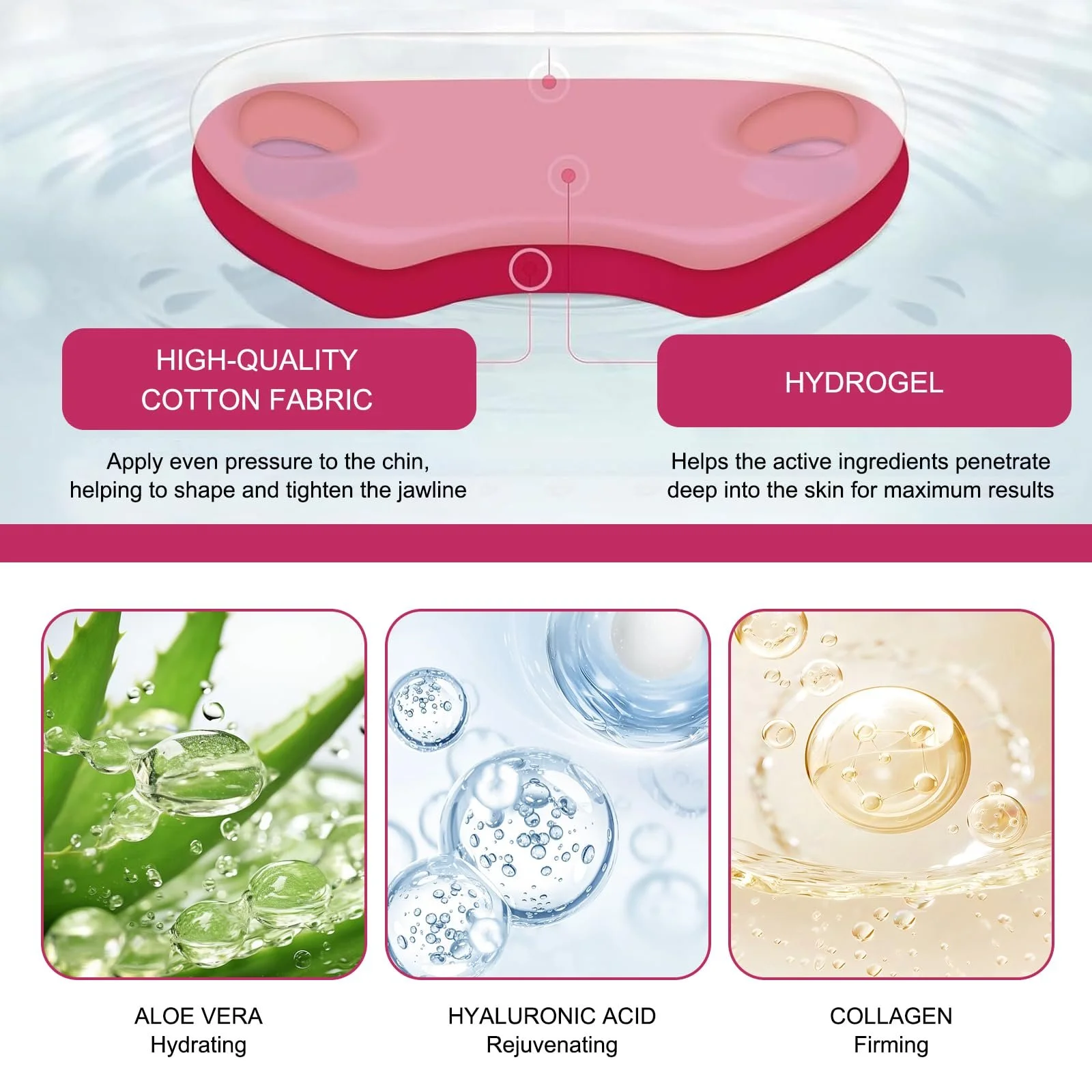 Маска для обличчя з колагеном, ліфтинг, набір з 6 шт, фото №7