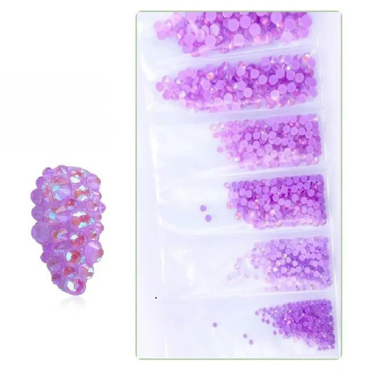 Стрази для нігтів SS3-SS12 1440шт Блискучі 3D Скло Pixie Кришталь Стрази Блискучий дорогоцінний камінь Аксесуари для манікюру Фіолетовий MI, фото №1