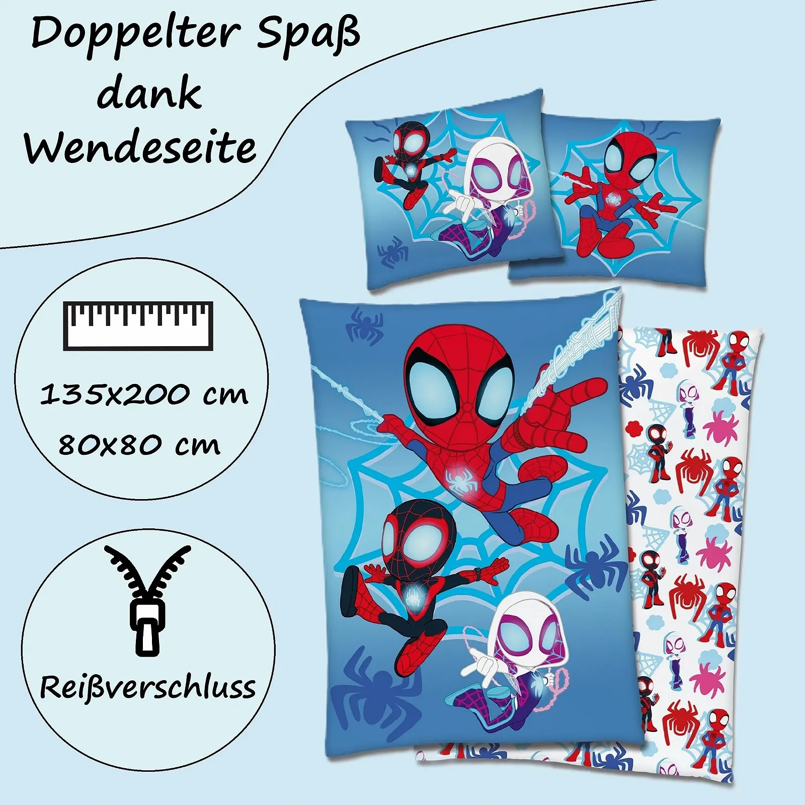 Комплект постельної білизни Familando Spidey двосторонній 135 x 200 см 100% бавовна багатоколірний, фото №6