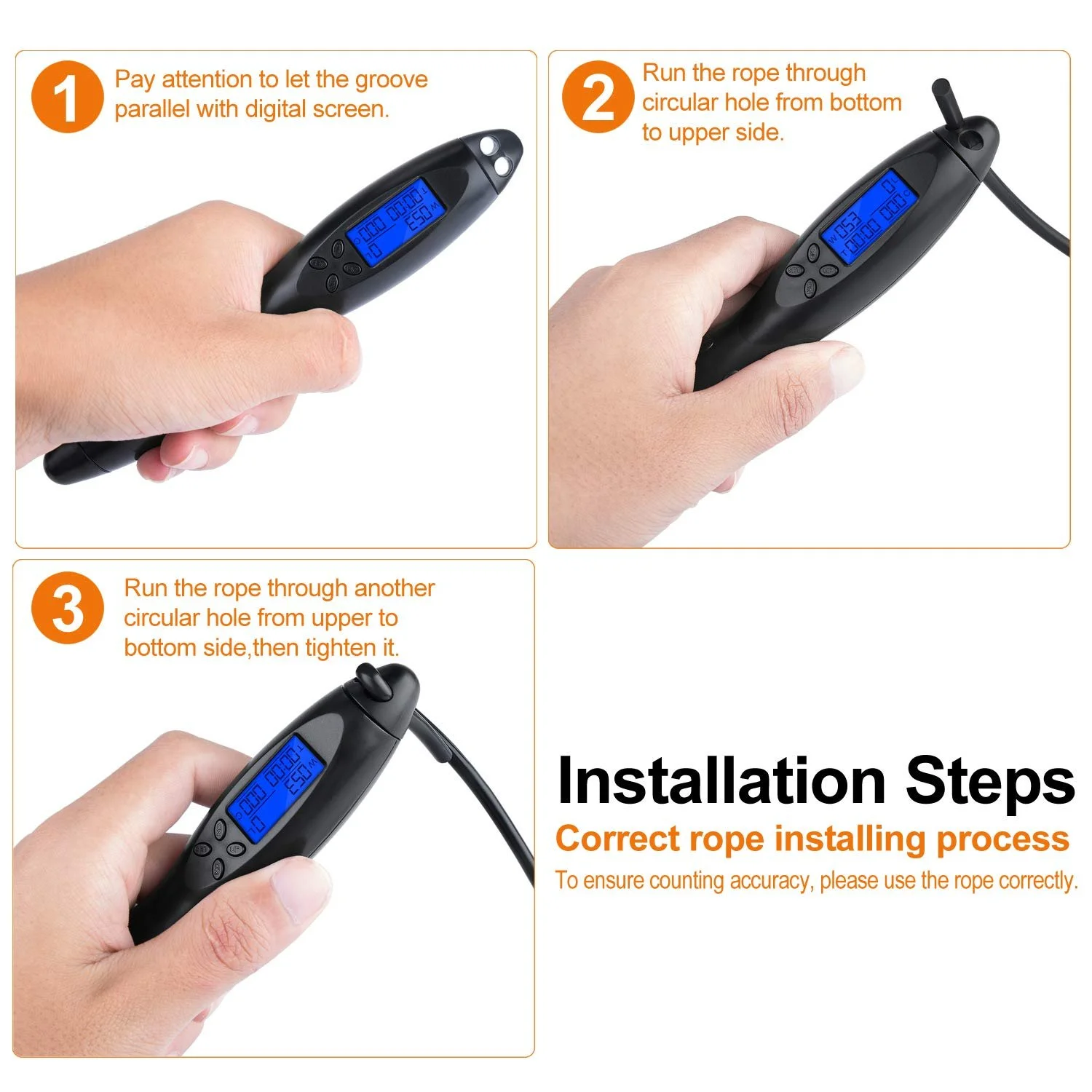 Скакалка Speed Rope Digital Wireless з лічильником калорій Регульована Чорна, фото №6 Скакалка Speed Rope Digital Wireless з лічильником калорій Регульована Чорна, фото №6