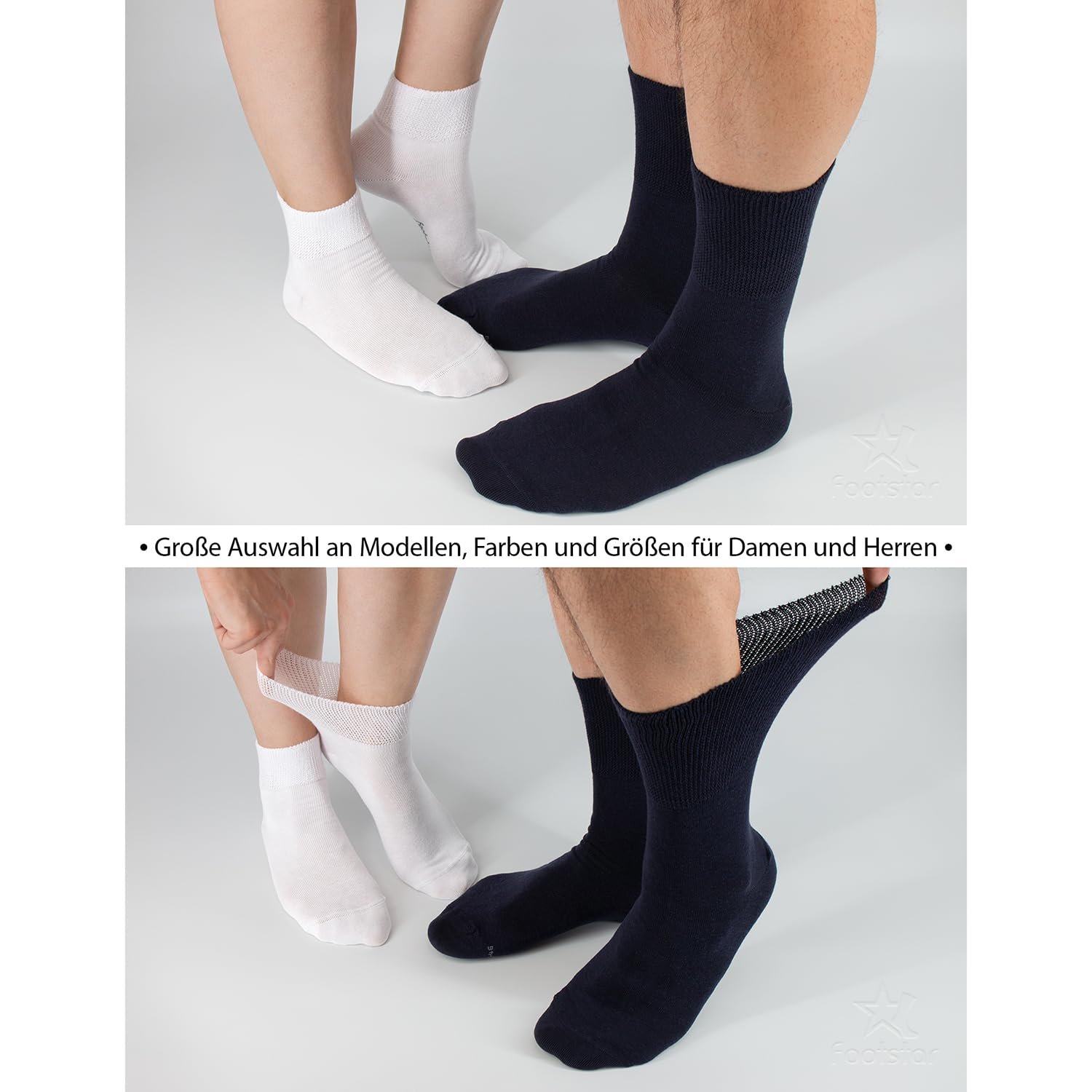 Женские и мужские компрессионные гольфы Footstar (6 пар) бесшовные диабетические чулки, фото №6