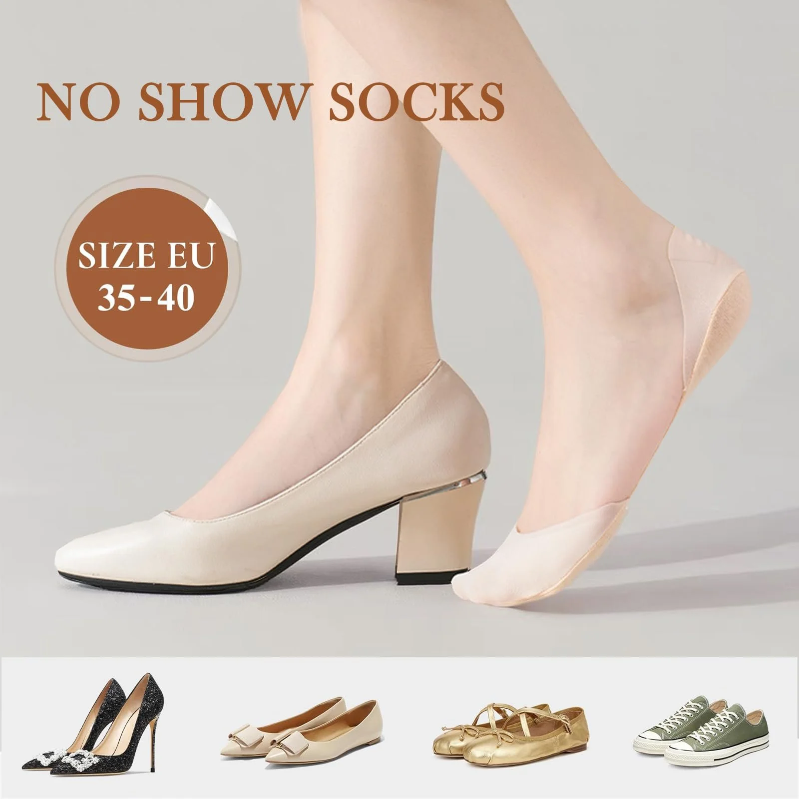 Жіночі шкарпетки наднизької посадки Ice Silk з бавовняною підкладкою, 6 пар, фото №2