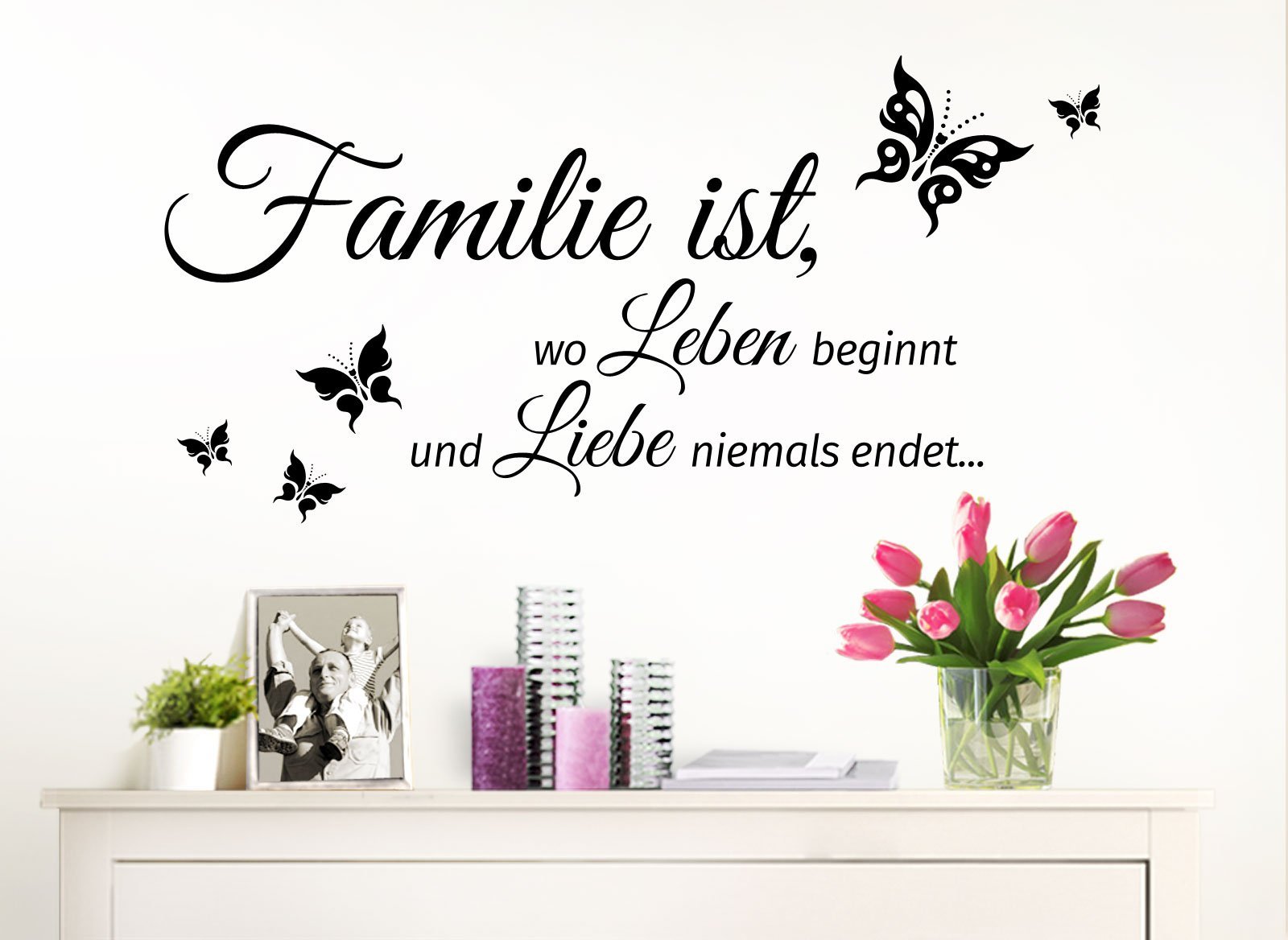 Наклейка на стіну Gran Dora W5457 "Family is Where Life Begins And Love Never Ends" 80 x 40 см Чорний, фото №4