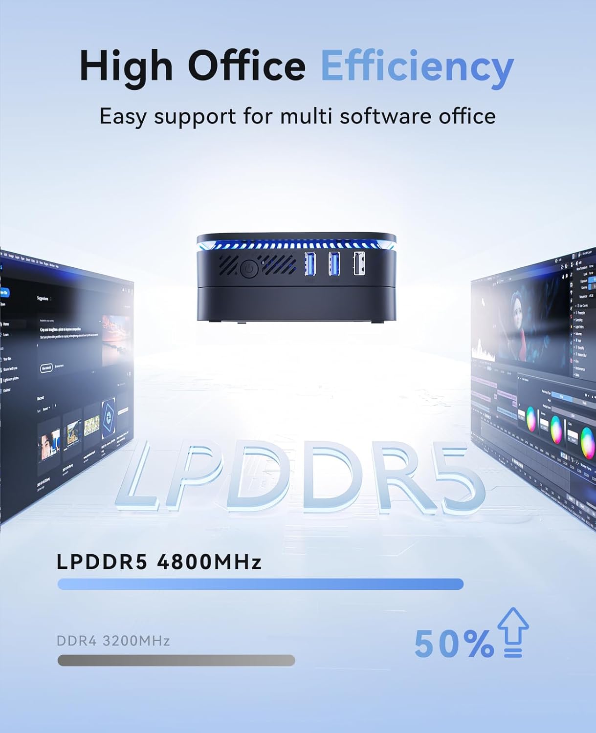 Міні ПК NiPoGi AK1PLUS / Intel Processor N100 / RAM 12GB / SSD 256GB / 2 x HDMI / LAN / Wi-Fi 6 / Bluetooth 5.2 / Windows 10 / Чорний, фото №4