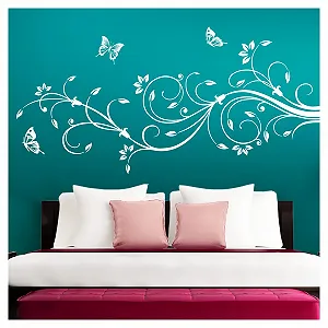 Наклейка на стіну Grandora W1073 XXL Квіткова лоза та 3 метелики - Фото 1