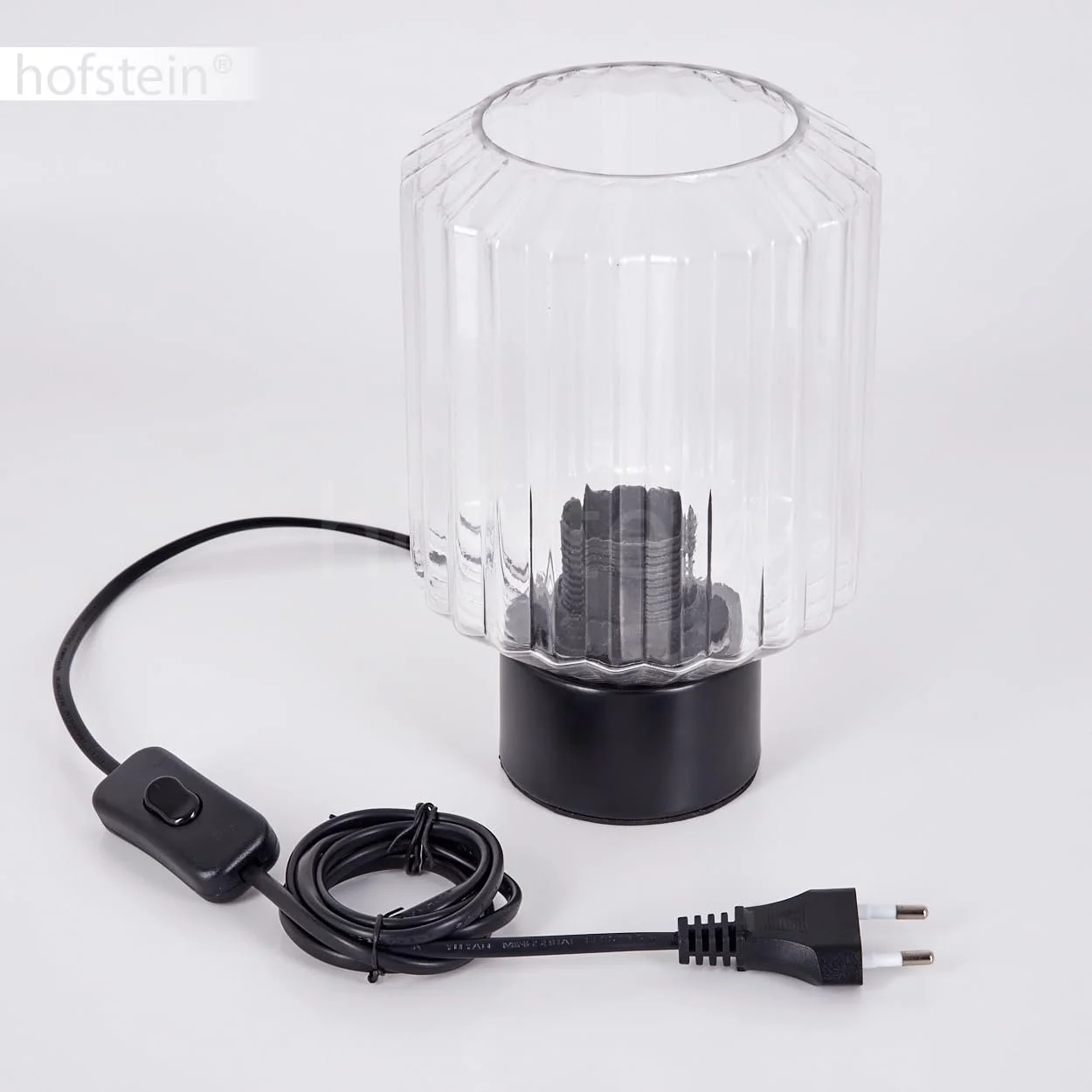 Настільна лампа HOFSTEIN Moruja метал/скло Ø13 см 1 x E27 чорна/прозора, фото №6