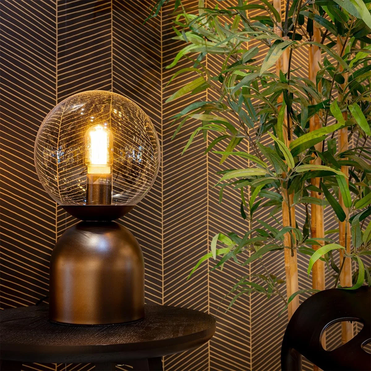 Настільна лампа Qazqa Hotel Chic Pallon Trend Темна бронза Прозоре скло E27, фото №2