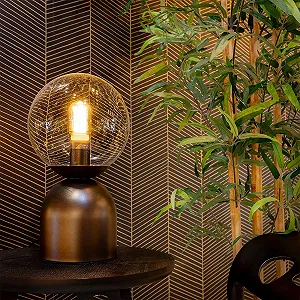 Настільна лампа Qazqa Hotel Chic Pallon Trend Темна бронза Прозоре скло E27 synthetic.ua - Фото 1