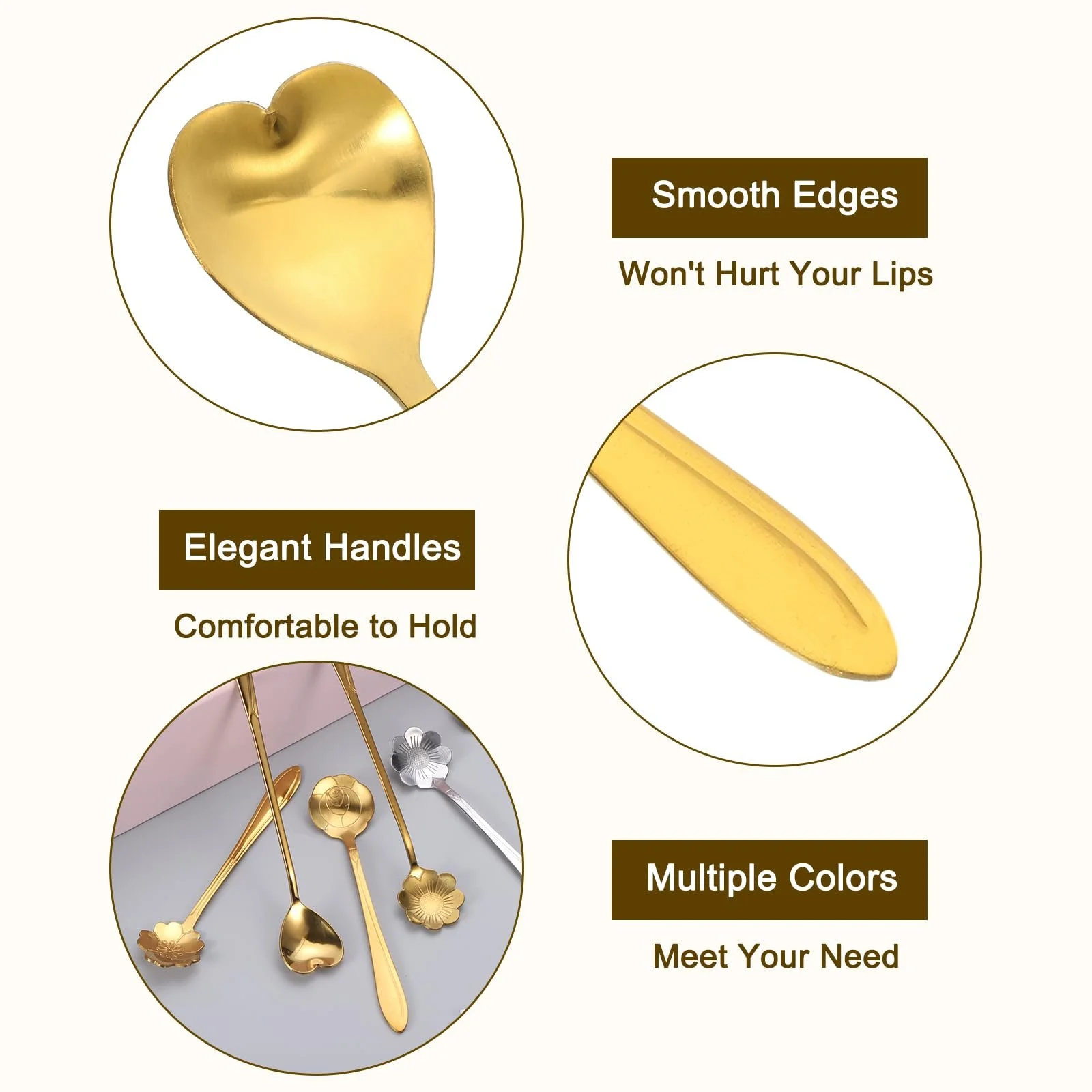 Ложка QUARKZMAN Набір з 4 квіткових ложок з нержавіючої сталі 12,7 см, фото №3