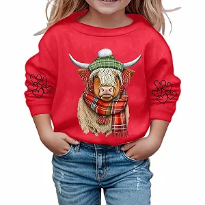 Пуловер Повсякденний худі з круглим вирізом та коров'ячим принтом для дітей synthetic.ua - Фото 1