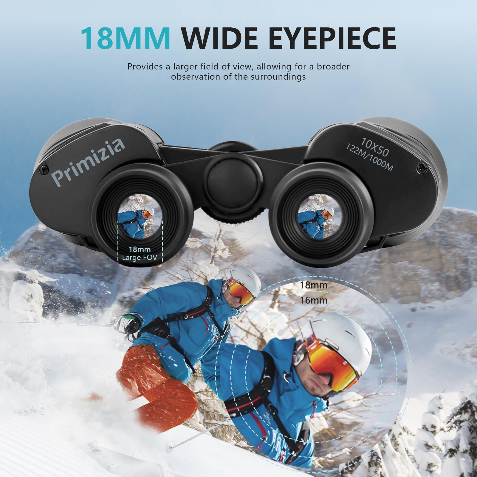 Бінокль Primizia HD10x50 BAK4 Prism FMC Lens Nero, фото №3