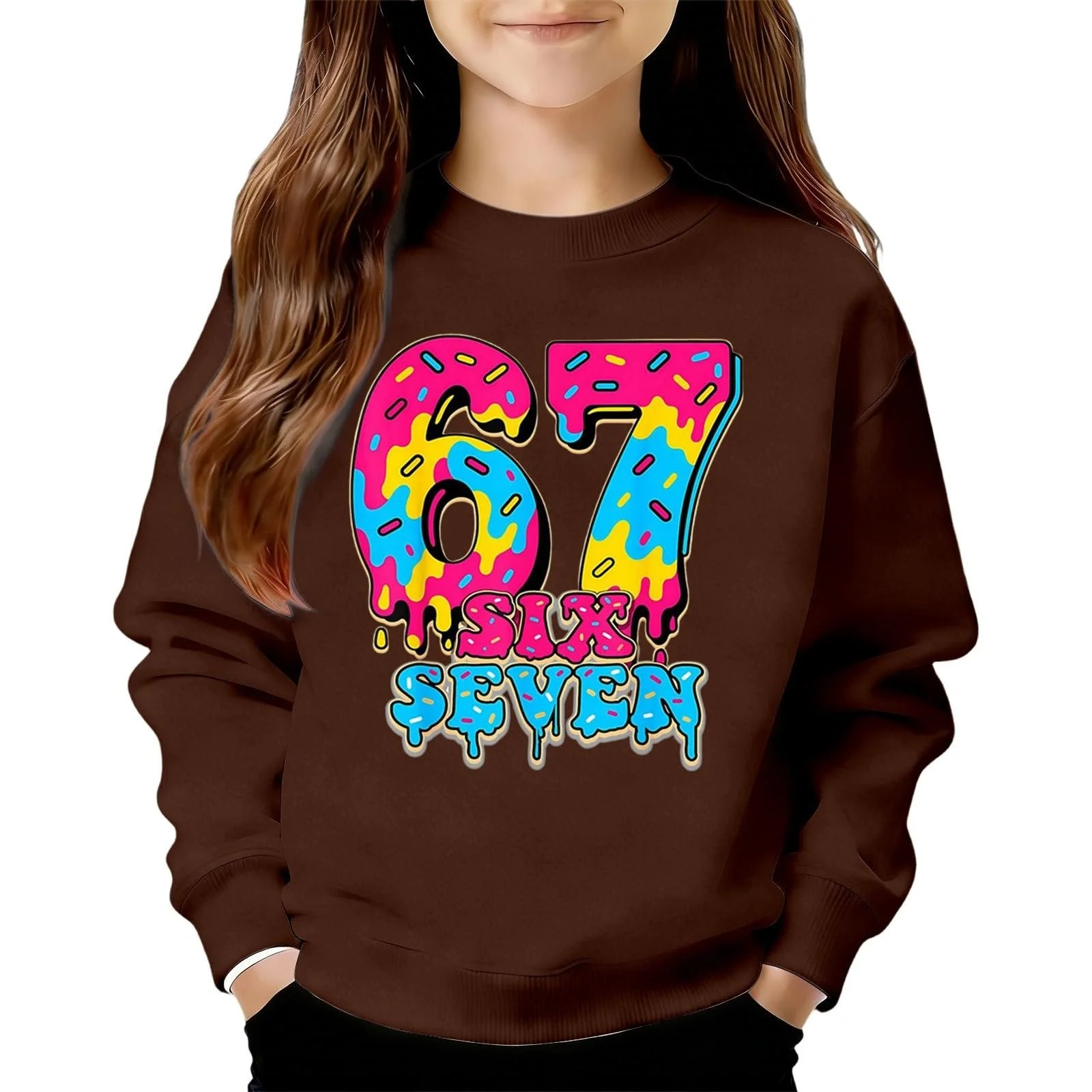 Вільний світшот для дівчинки з круглим вирізом, довгими рукавами, фото №1