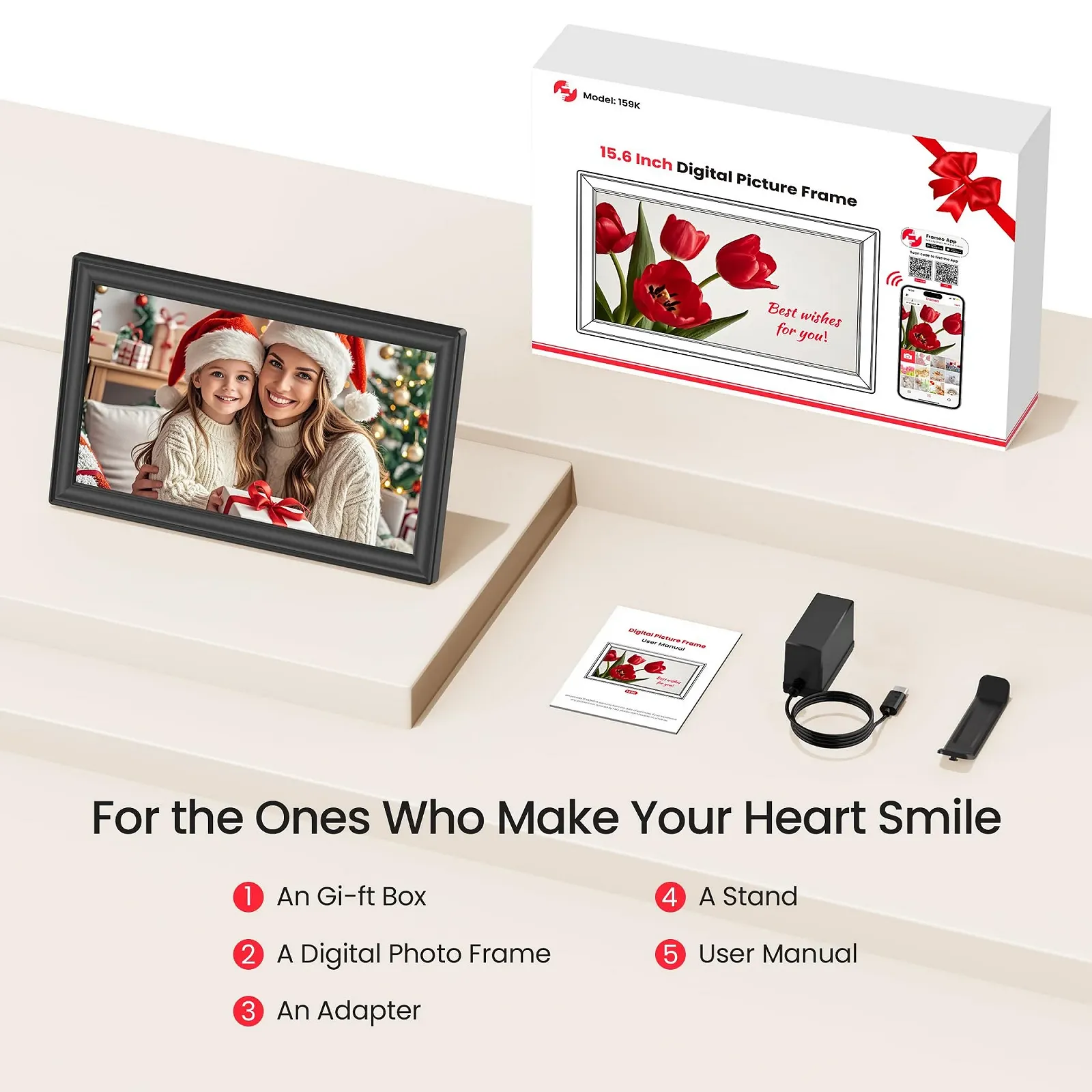 Цифровая фоторамка Frameo 15.6 дюйма 1920 x 1080 FHD IPS 64 GB Auto Rotation, фото №9