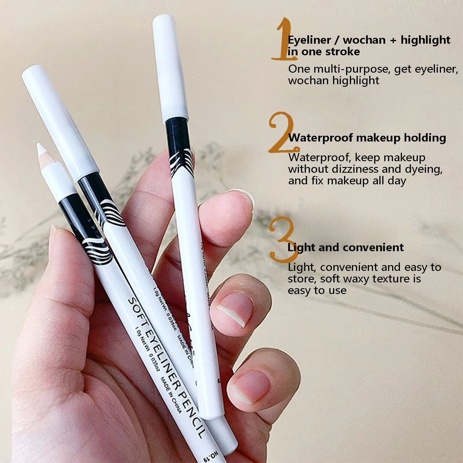 Карандаш-гель для глаз для нижнего века матовый натуральный (White, One Size), фото №4