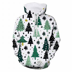 Худі OUMSHBI Різдвяна Тематика Різдвяна Ялинка Довгий Рукав Кишеня Зимовий Пуловер synthetic.ua - Фото 1