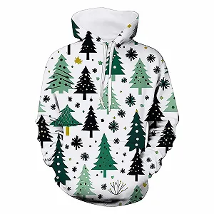 Худі OUMSHBI Різдвяна Тематика Різдвяна Ялинка Довгий Рукав Кишеня Зимовий Пуловер synthetic.ua - Фото 1