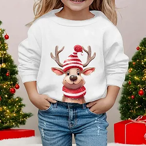 Рождественский свитер Детский Девочки Ugly Merry Christmas Свитшот Круглый вырез Рождественский свитер С длинными рукавами С рождественским мотивом Легкий Рождественский наряд Комфорт Рождественские топы synthetic.ua - Фото 1