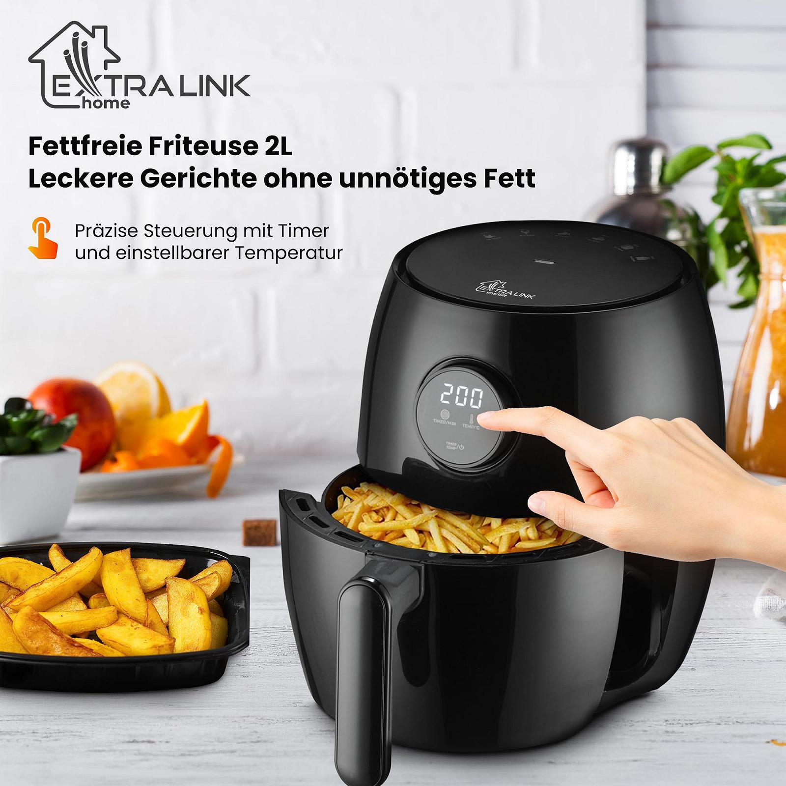 Фритюрница Extralink 1000W 2L с антипригарным покрытием, 80°C до 200°C, LED сенсорный экран, фото №2