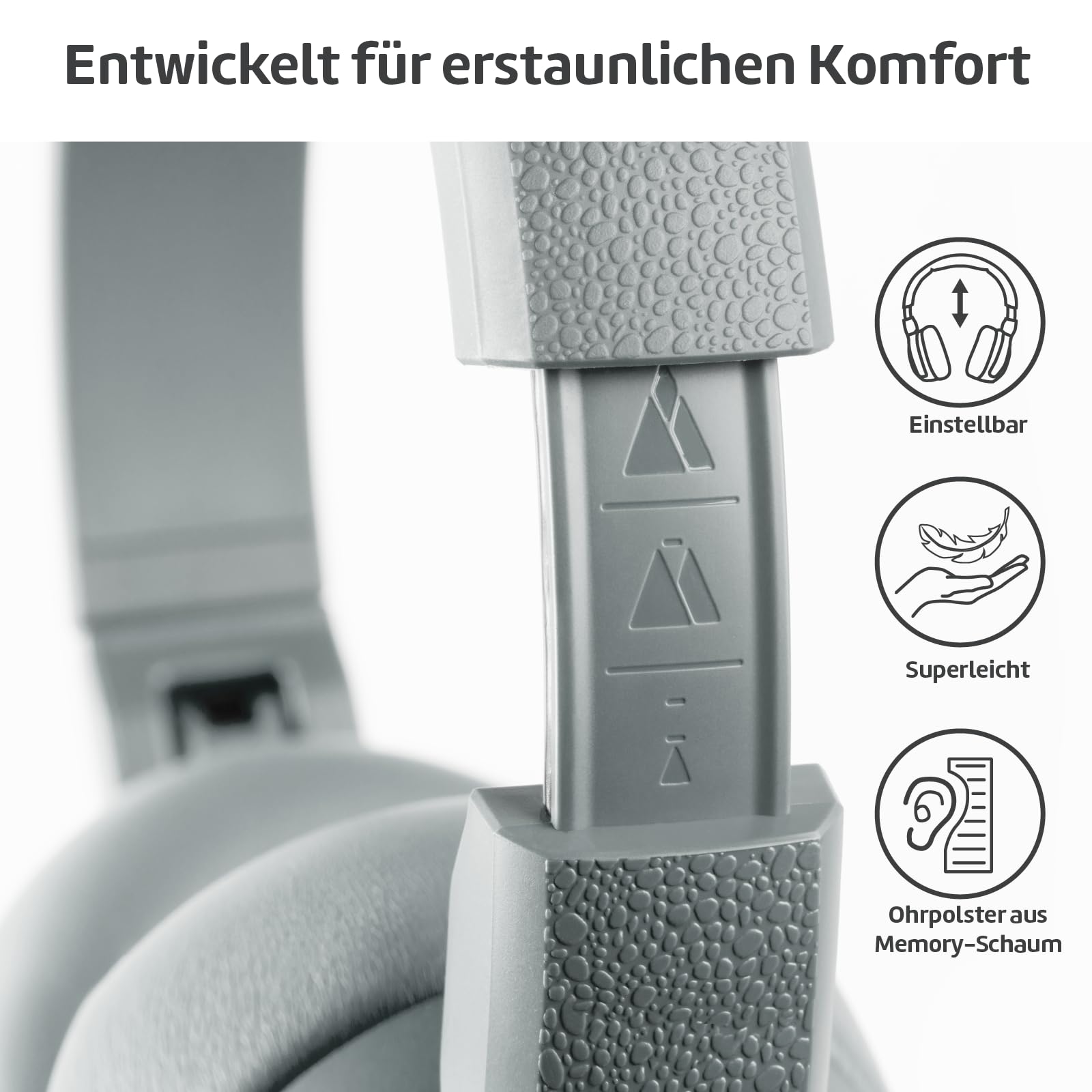 Наушники POGS Wireless Bluetooth Over-Ear Noise Cancelling The Turtle Складные Прочные 85 дБ Микрофон Функция Беспроводного Обмена Музыкой Серый, фото №4