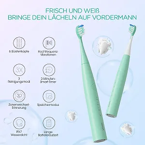 Електрична зубна щітка VOYOR-HEALTH ET110 звукова 41000 рухів/хв 3 режими Зелена synthetic.ua - Фото 1