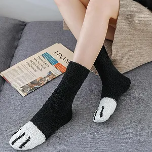 Носки Пушистые 5 пар Кошачьи лапки С рисунком кота Мягкие Теплые Домашние для сна Женские Девичьи synthetic.ua - Фото 1