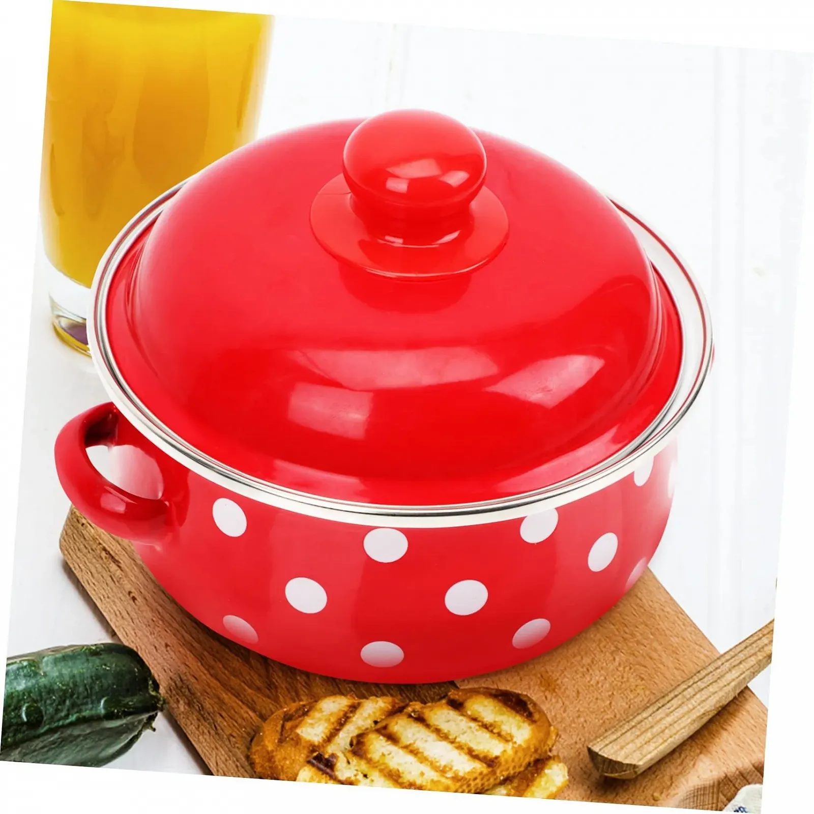 Каструля емальована Amosfun керамічна скляна для розігріву в духовці глиняна, фото №6 Каструля емальована Amosfun керамічна скляна для розігріву в духовці глиняна, фото №6