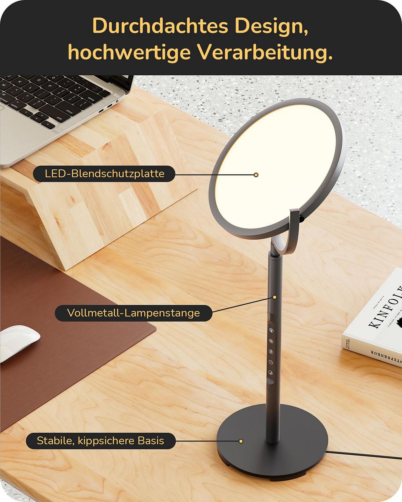 Настільна лампа LED EDISHINE 55 см панель із поворотом 300° димована чорна, фото №7