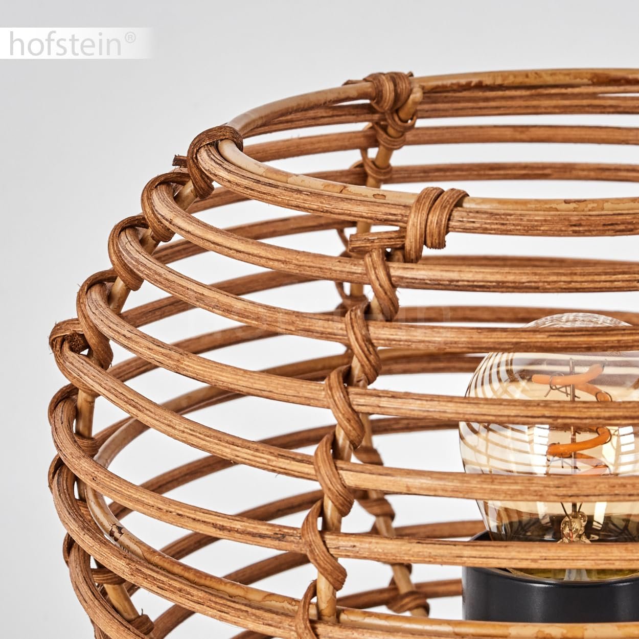 Настільна лампа Mulstrand Metal/Rattan Boho 20 см E27 Black/Brown, фото №4