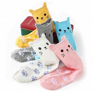 Носки Jeasona Женские 35-42 Разноцветные Хлопковые С Животным Принтом, Разноцветные Кошачьи Носки, 35 - 38 - Фото 1